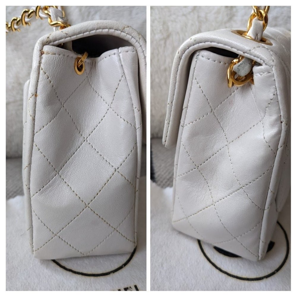 Chanel classic mini flap bag white and gold - Picture 10 of 12